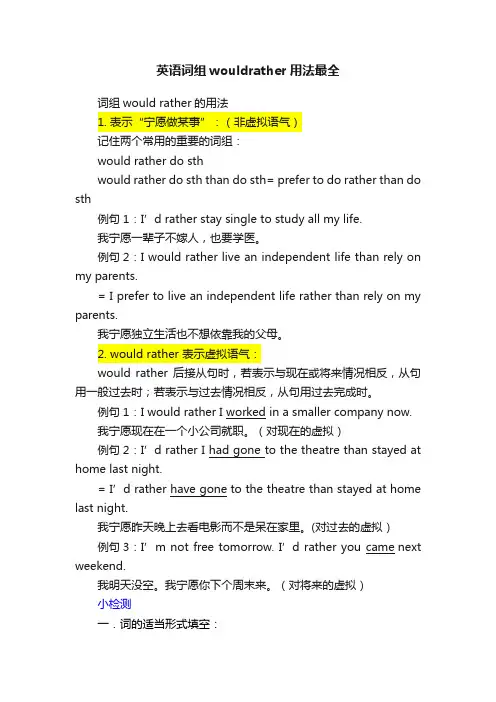 英语词组wouldrather用法最全