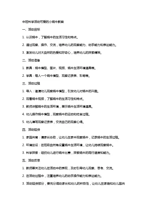 中班科学活动可爱的小蜗牛教案