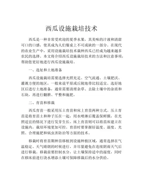 西瓜设施栽培技术