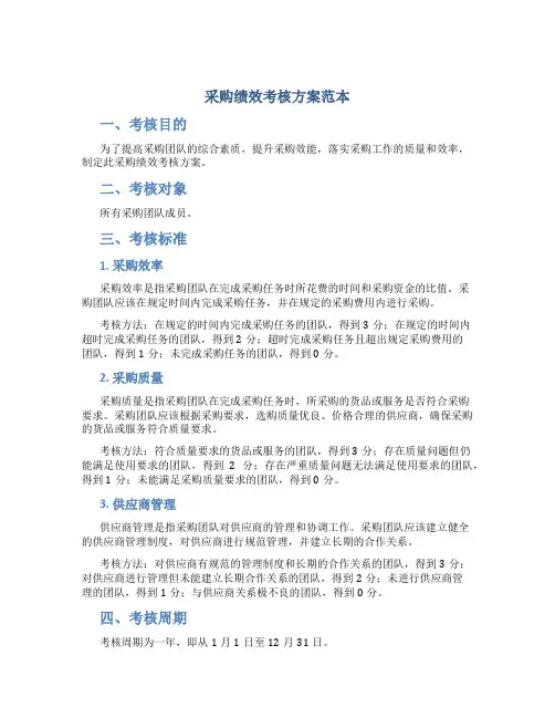 采购绩效考核方案范本