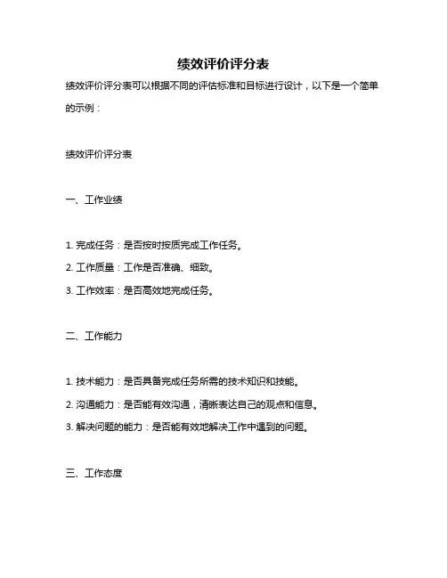 绩效评价评分表