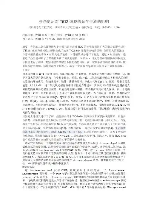掺杂氮后对TiO2薄膜的光学性质的影响
