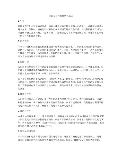 能源项目可行性研究报告