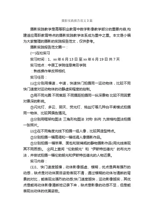 摄影实践报告范文3篇_社会实践报告_