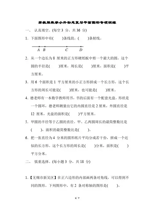 苏教版数学小升初总复习平面图形专项训练含答案