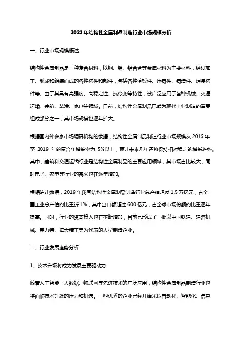 2023年结构性金属制品制造行业市场规模分析