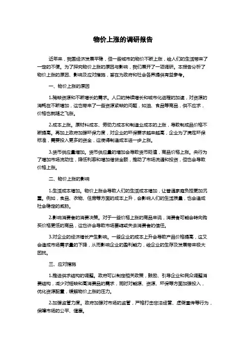 物价上涨的调研报告
