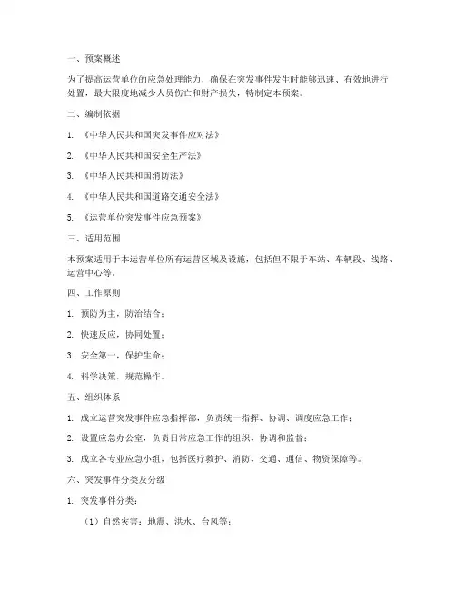 运营突发事件总体应急预案