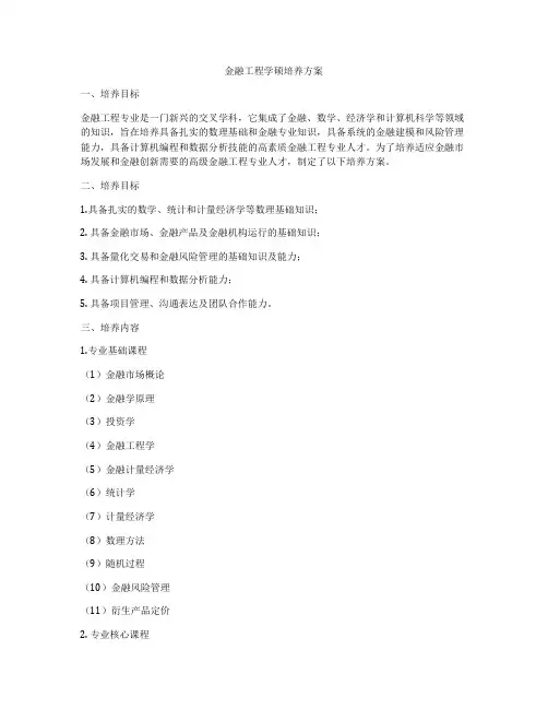 金融工程学硕培养方案
