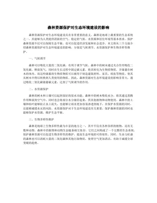森林资源保护对生态环境建设的影响