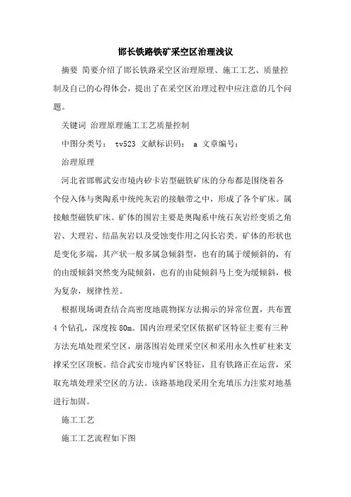 邯长铁路铁矿采空区治理