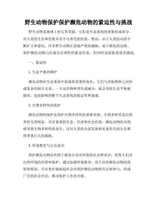 野生动物保护保护濒危动物的紧迫性与挑战