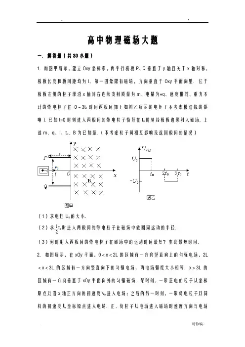 高中物理磁场大题超全