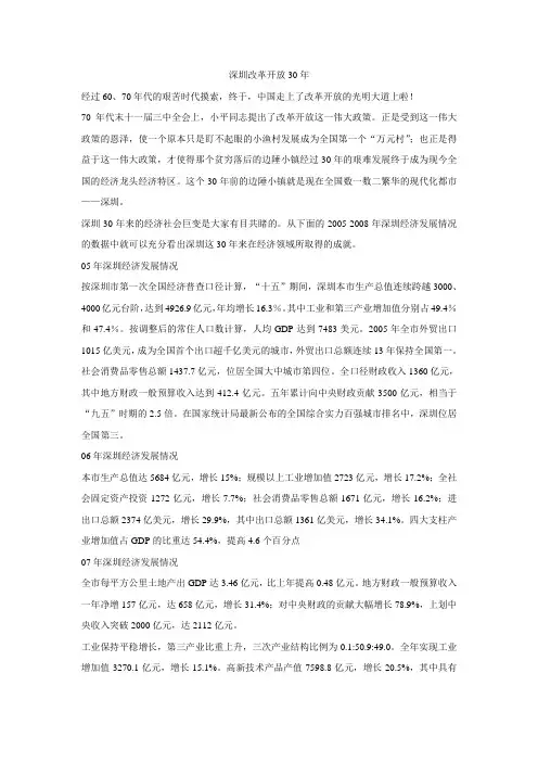 深圳改革30年变化
