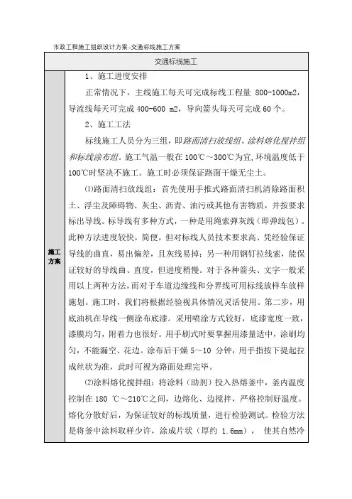 市政工程施工组织设计方案-交通标线施工