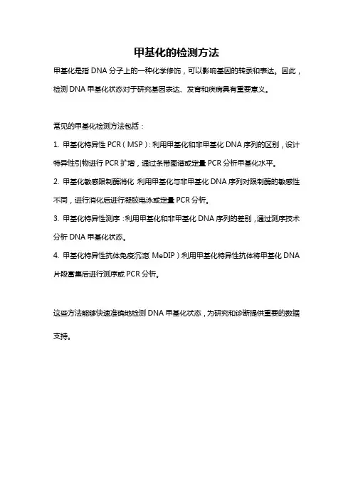 甲基化的检测方法