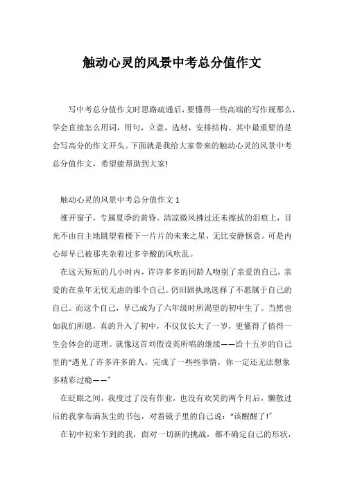 (中考作文)触动心灵的风景中考满分作文