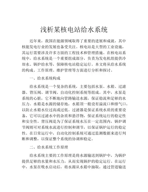 浅析某核电站给水系统
