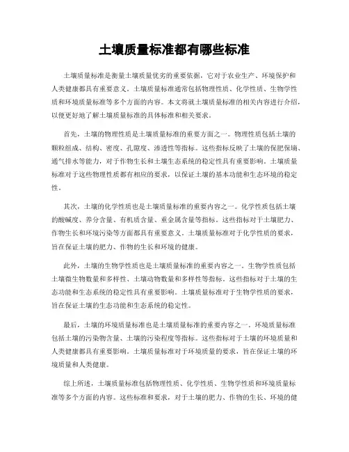 土壤质量标准都有哪些标准