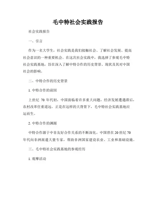 毛中特社会实践报告