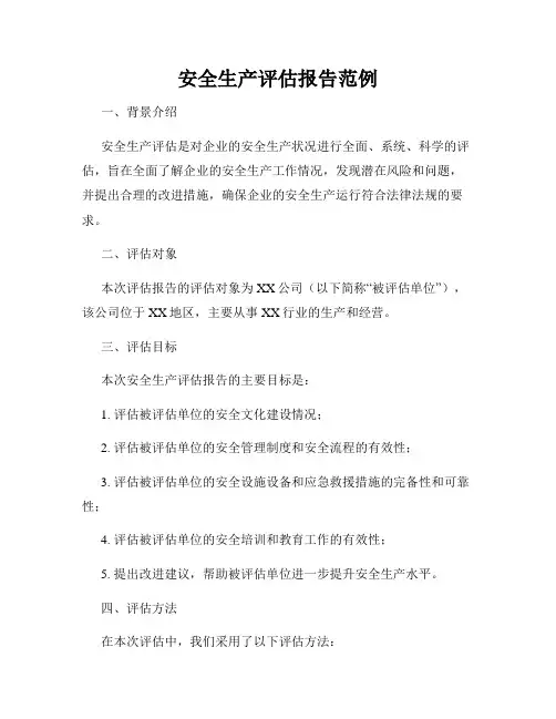 安全生产评估报告范例