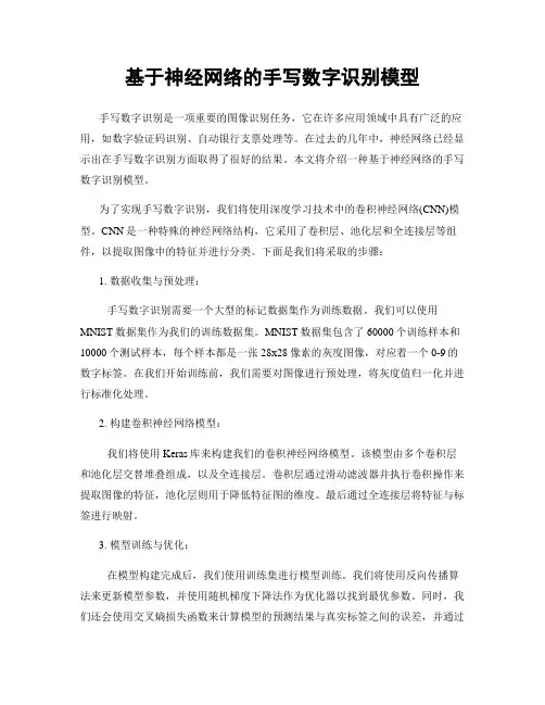 基于神经网络的手写数字识别模型