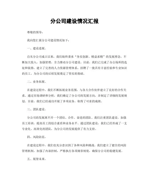 分公司建设情况汇报