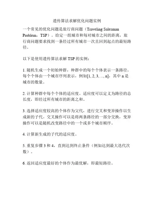 遗传算法求解优化问题实例