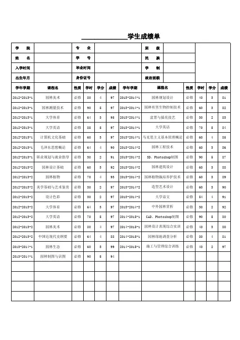 成绩单模板