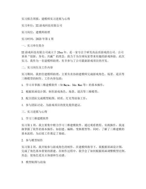 建模师实习报告周报