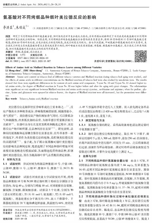 氨基酸对不同烤烟品种烟叶美拉德反应的影响