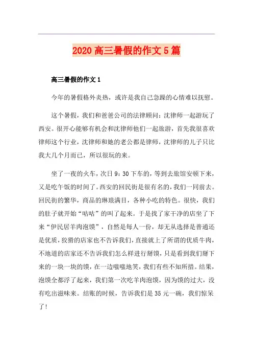 高三暑假的作文5篇