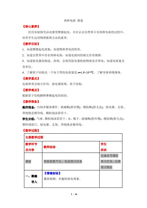 《两种电荷》优教教案