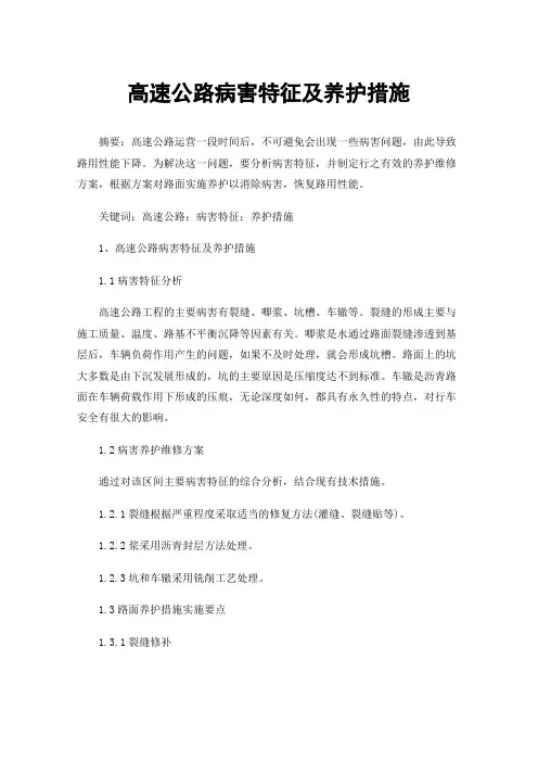 高速公路病害特征及养护措施