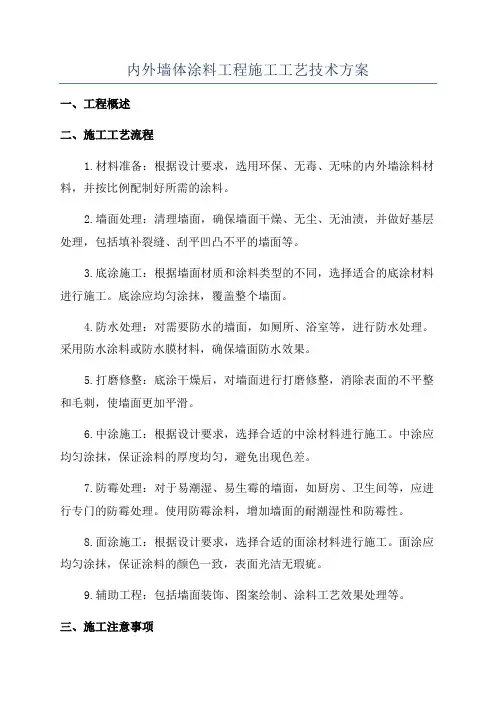 内外墙体涂料工程施工工艺技术方案