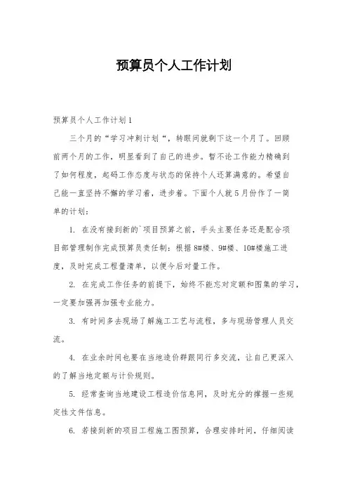 预算员个人工作计划