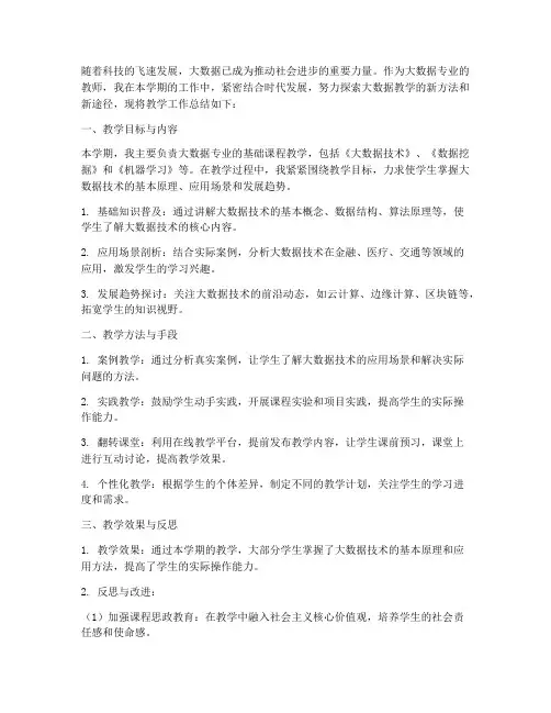 大数据老师教学总结范文