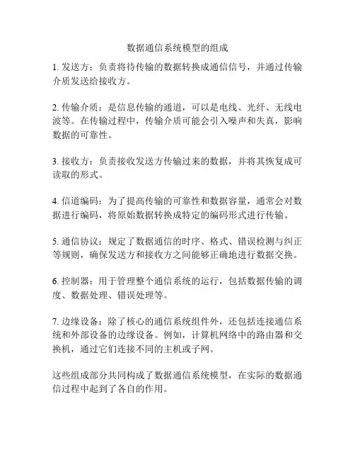 数据通信系统模型的组成