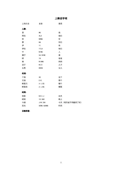 上海方言日常词解