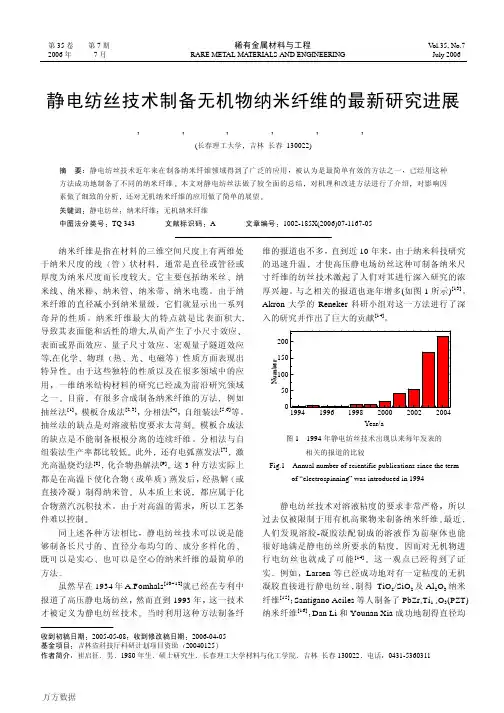 静电纺丝技术制备无机物纳米纤维的最新研究进展