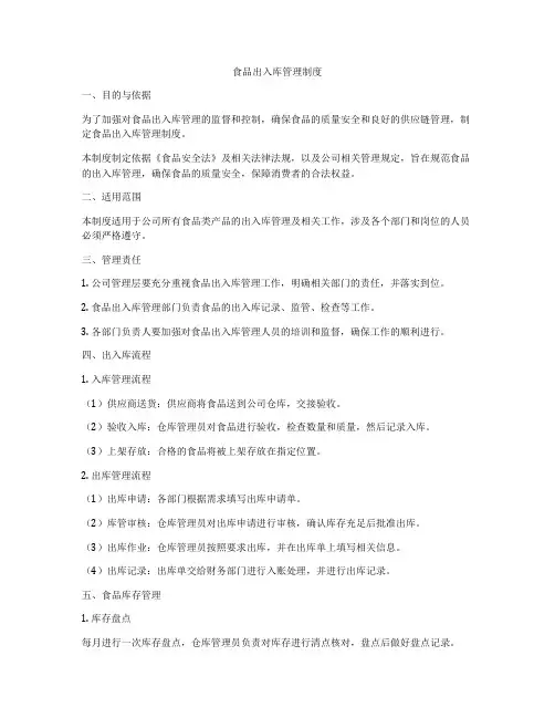 食品出入库管理制度
