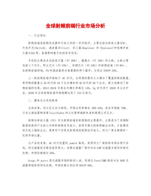 全球射频前端行业市场分析