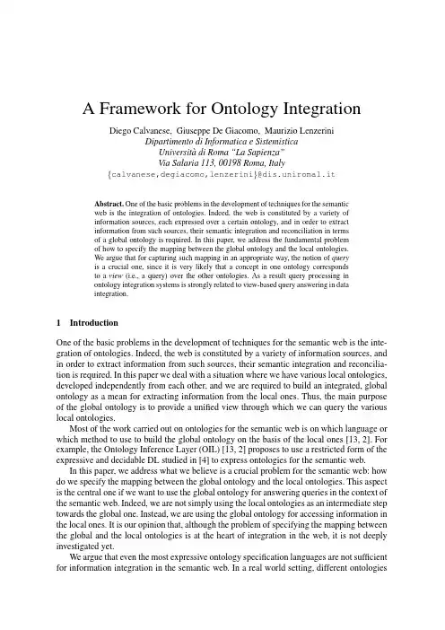 A framework for ontology integration