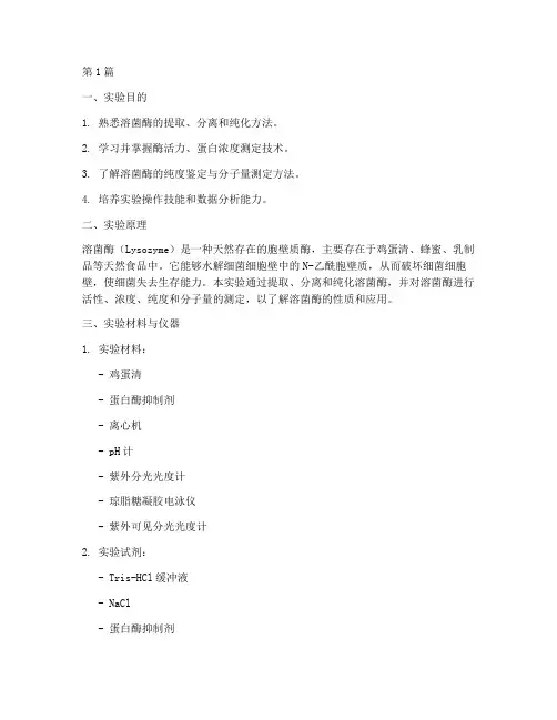 溶菌酶综合型实验报告(3篇)