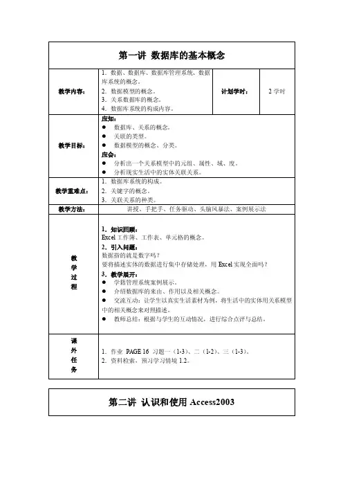 《Access2010数据库应用技术》教案