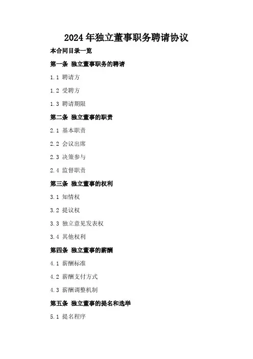 2024年独立董事职务聘请协议