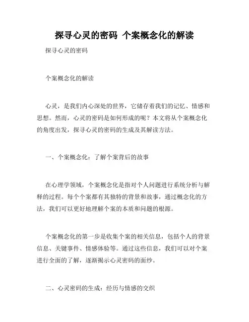 探寻心灵的密码  个案概念化的解读