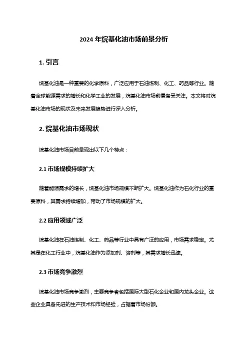 2024年烷基化油市场前景分析