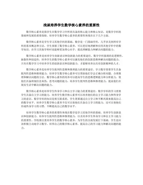 浅谈培养学生数学核心素养的重要性