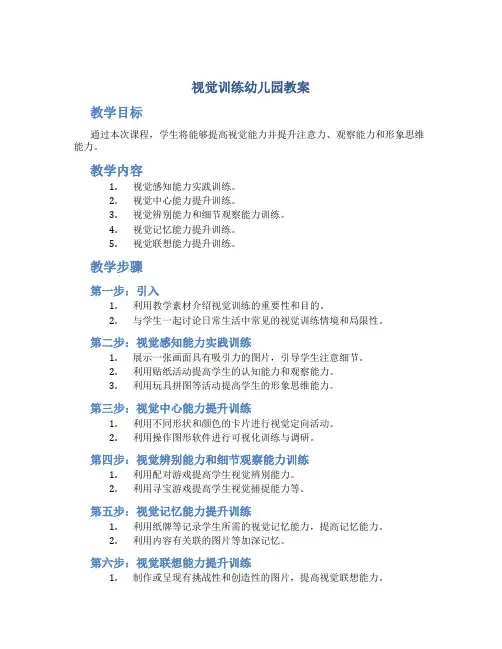 视觉训练幼儿园教案